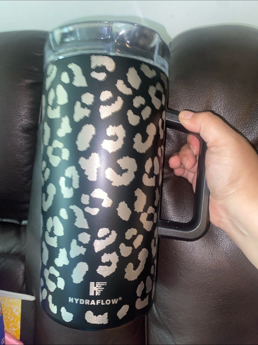 Hydraflow Leopard Print Travel Mug - Black & Silver